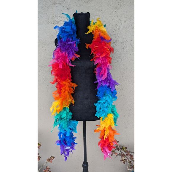 💜Rainbow Feather Boa with LED Lights – 75” – Festival, Pride, Costume Flair - Picture 1 of 5